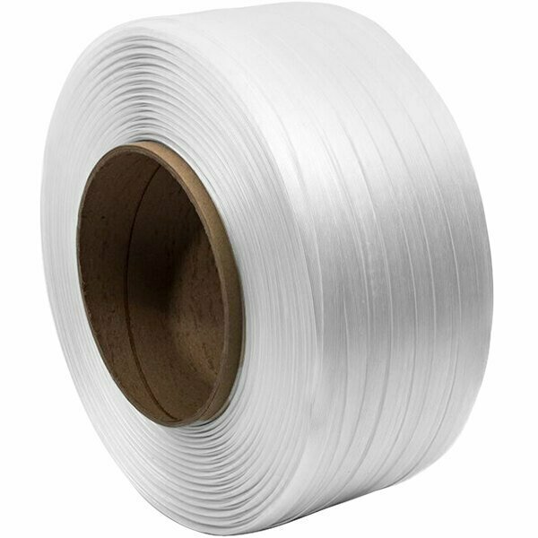 Pac Strapping Products 2000'' x 5/8'' White Composite Polyester Strapping Cord with 8'' x 8'' Core 442SCD2000W